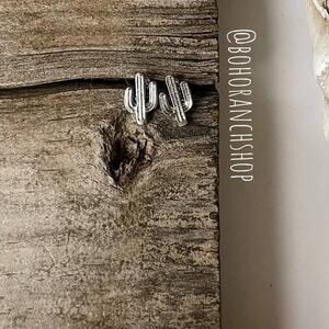 Mini Cactus Studs Cactus Earrings Silver